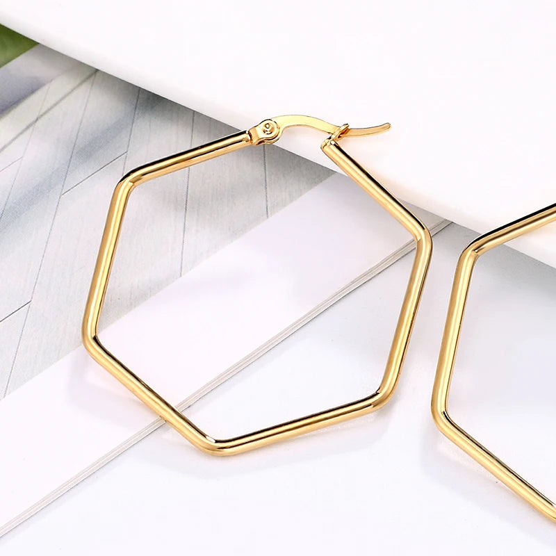 Hex Hoop Earrings