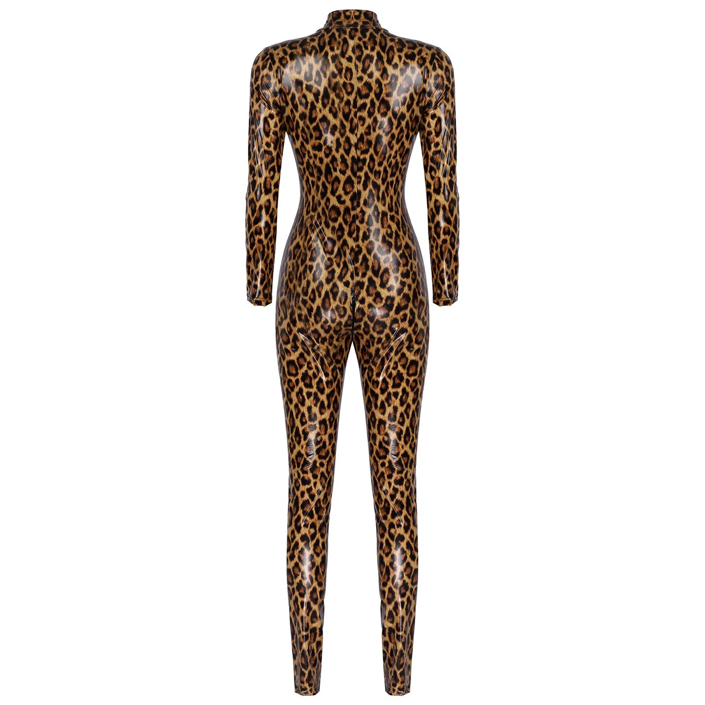 Jungle Patent Leather Leopard Print Jumpsuit