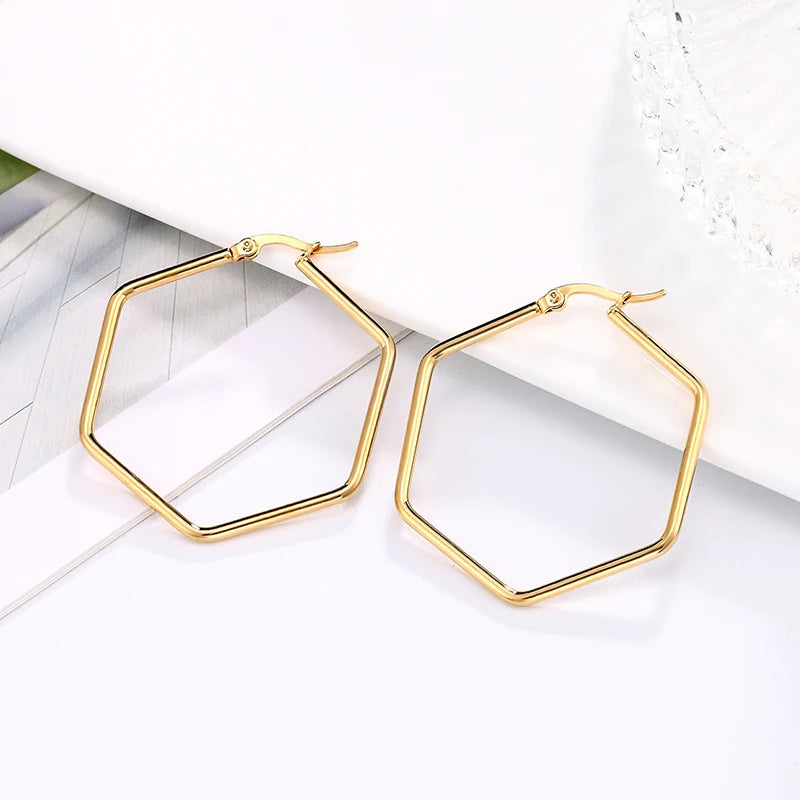 Hex Hoop Earrings