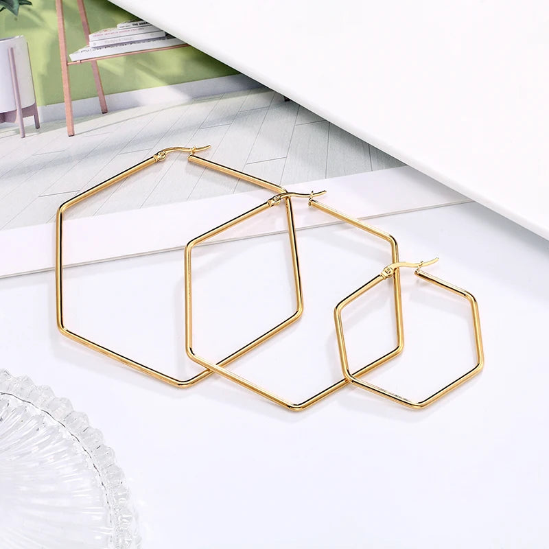 Hex Hoop Earrings