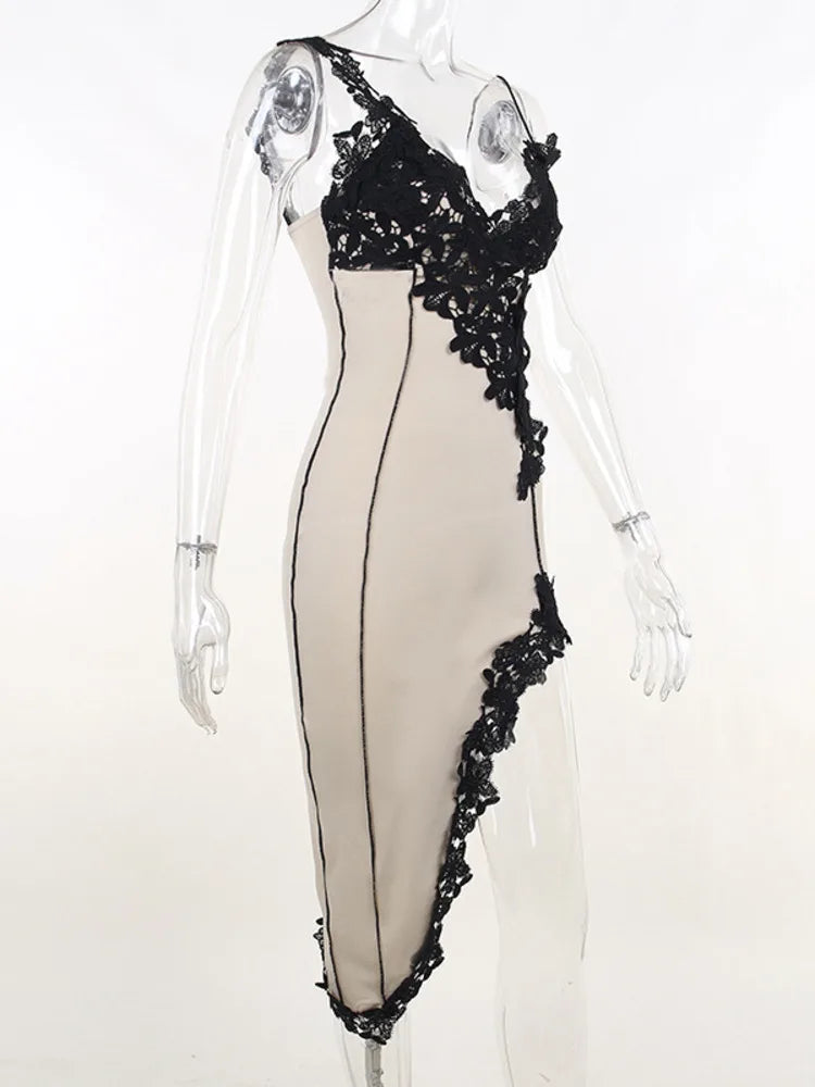 Almost Lingerie Split Midi Dress
