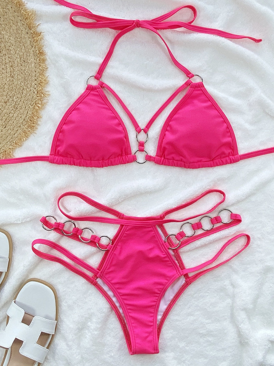 Cutout Halter Neck Two-Piece Bikini Swimsuit