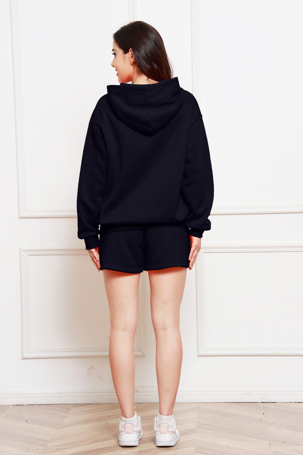 Drop Shoulder Long Sleeve and Shorts Set