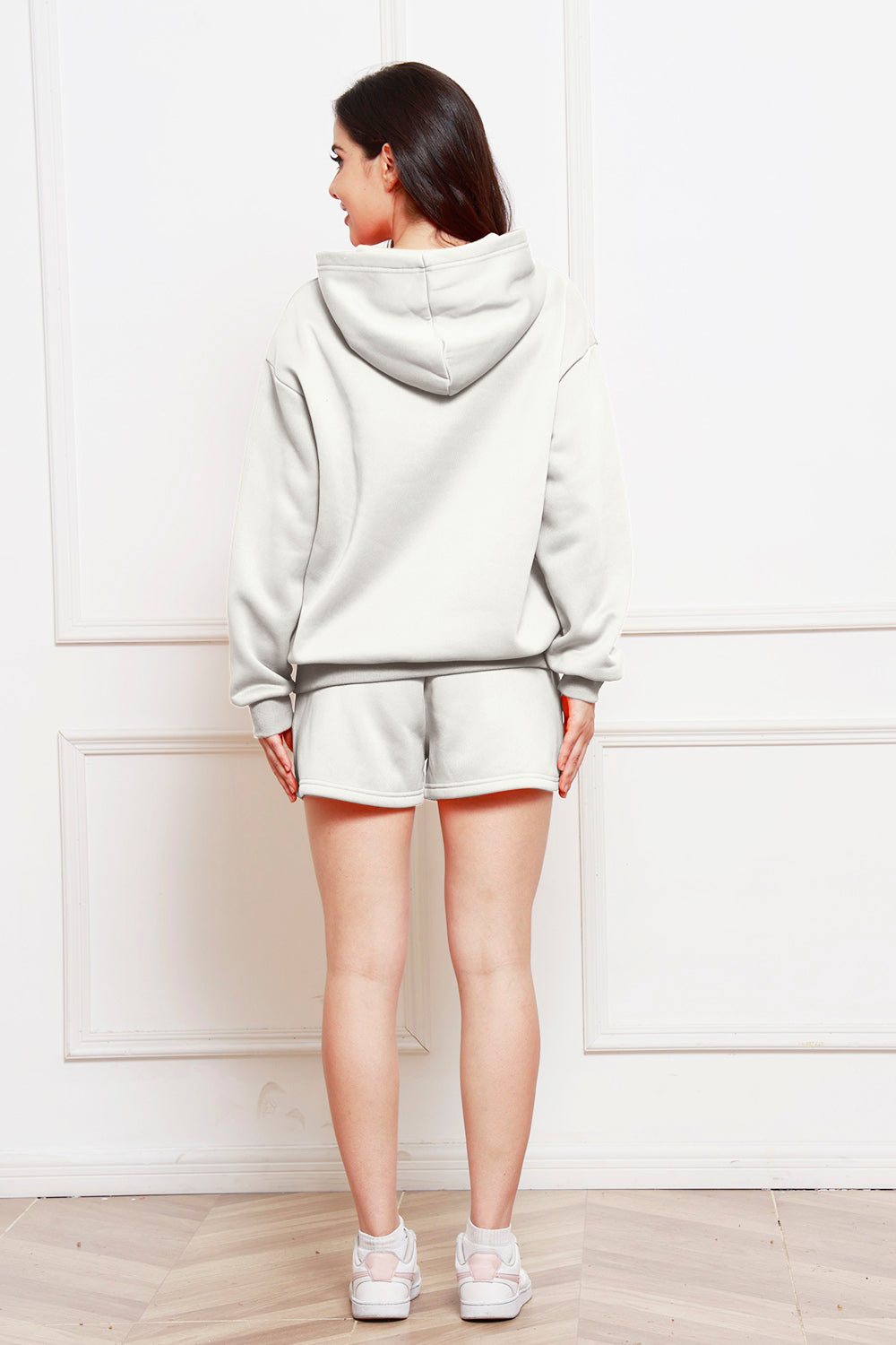 Drop Shoulder Long Sleeve and Shorts Set