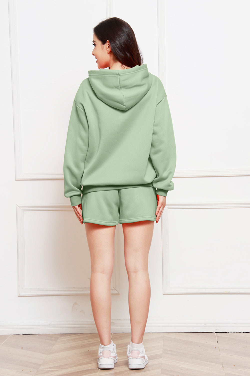 Drop Shoulder Long Sleeve and Shorts Set