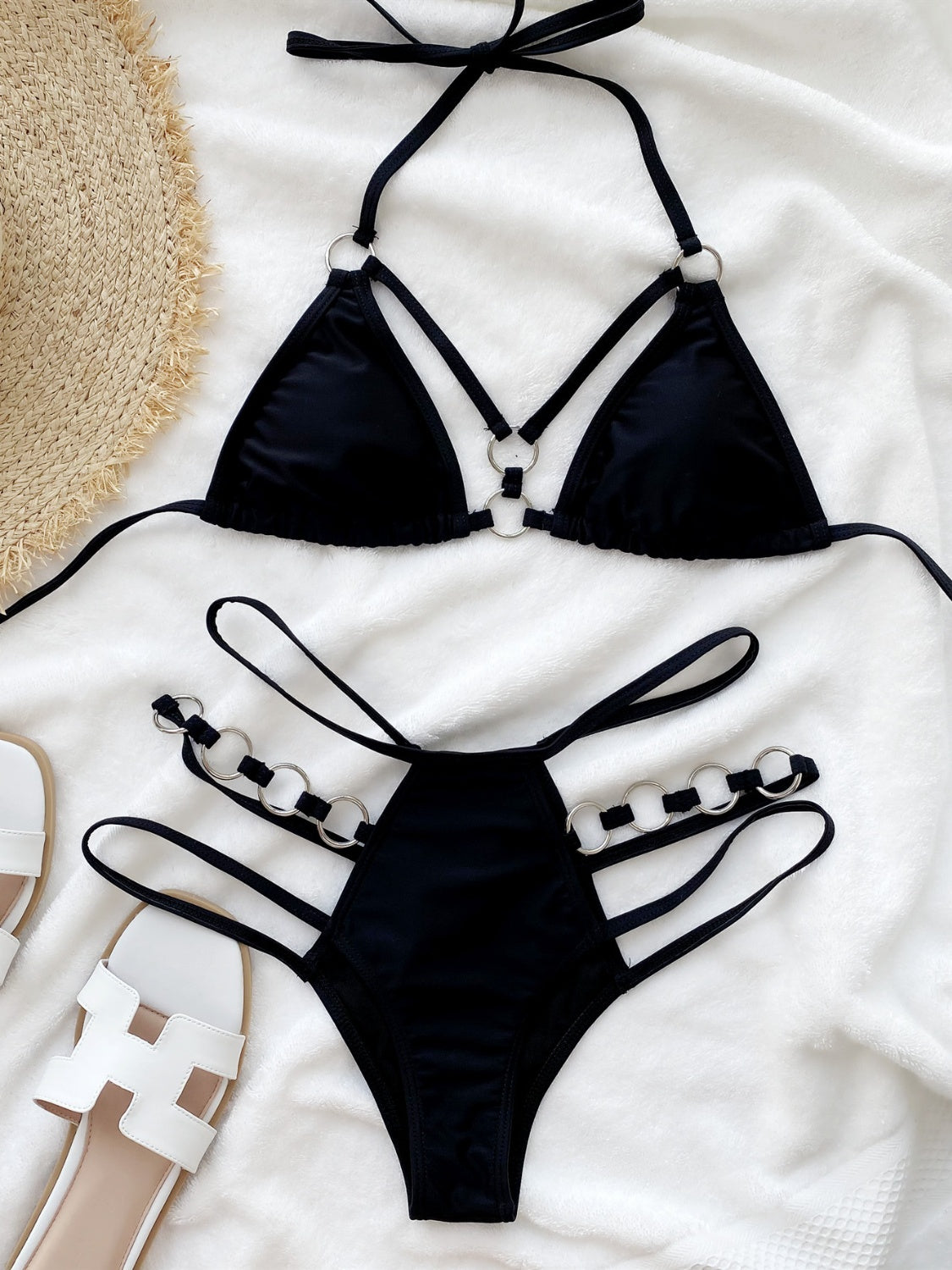 Cutout Halter Neck Two-Piece Bikini Swimsuit