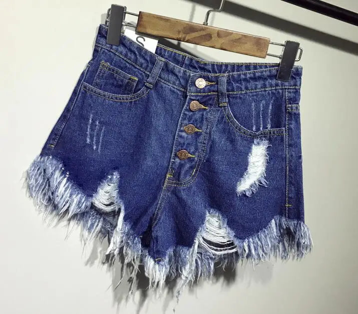 Distressed denim booty Shorts high waist