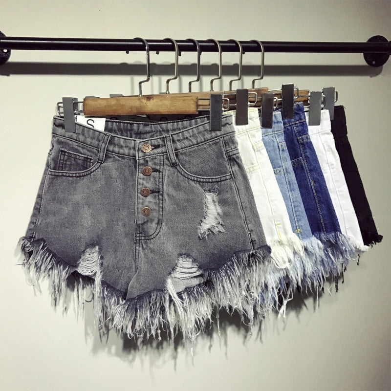 Distressed denim booty Shorts high waist