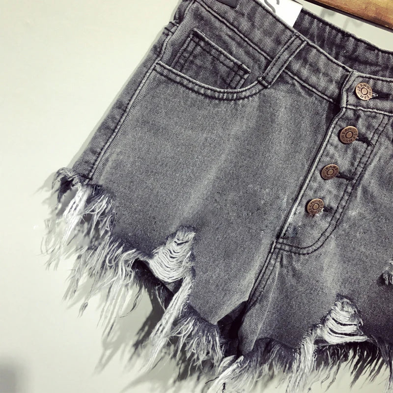 Distressed denim booty Shorts high waist