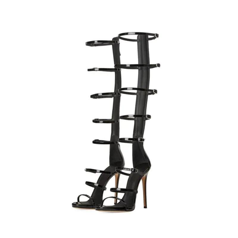 "Dominatrix" Open toe Heel in Black