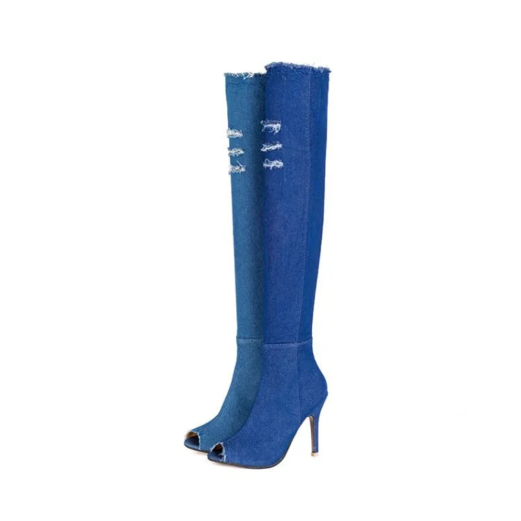 Over the Knee Peep Toe Boots