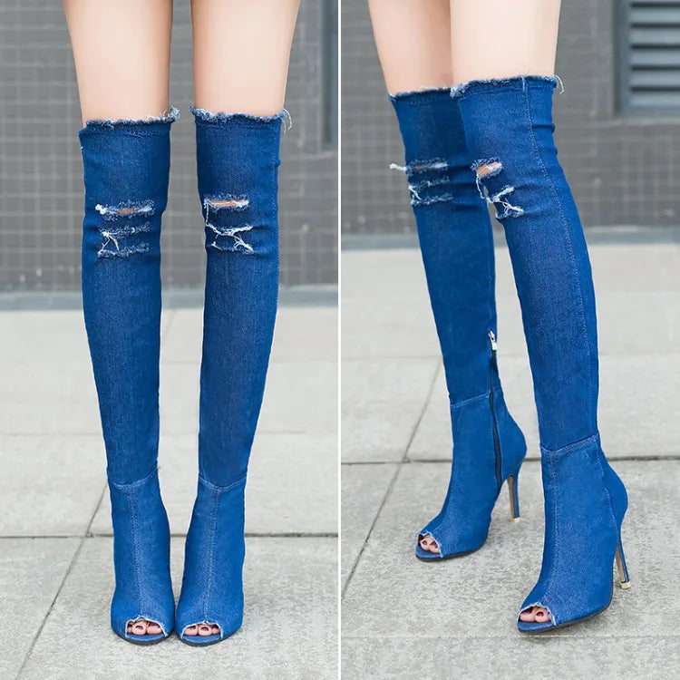 Over the Knee Peep Toe Boots