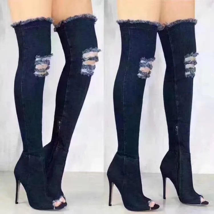 Over the Knee Peep Toe Boots