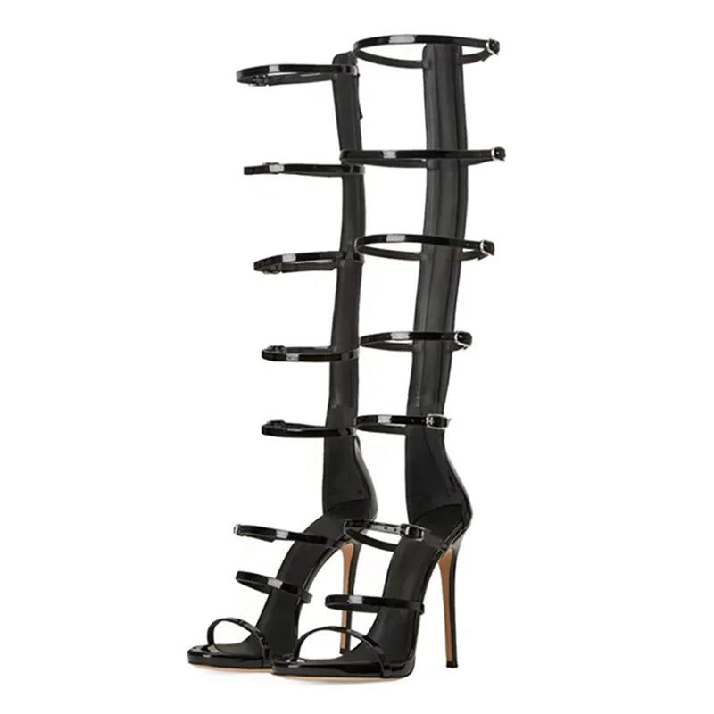 "Dominatrix" Open toe Heel in Black