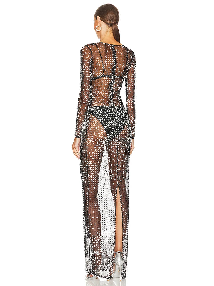 Twinkle Sheer Mesh Maxi Dress