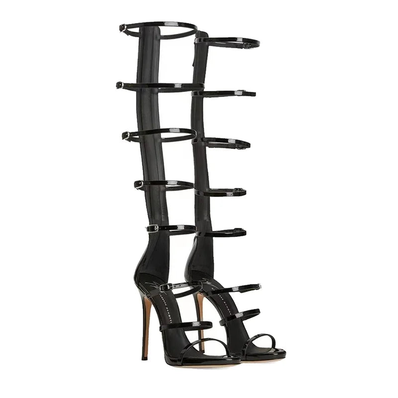 "Dominatrix" Open toe Heel in Black